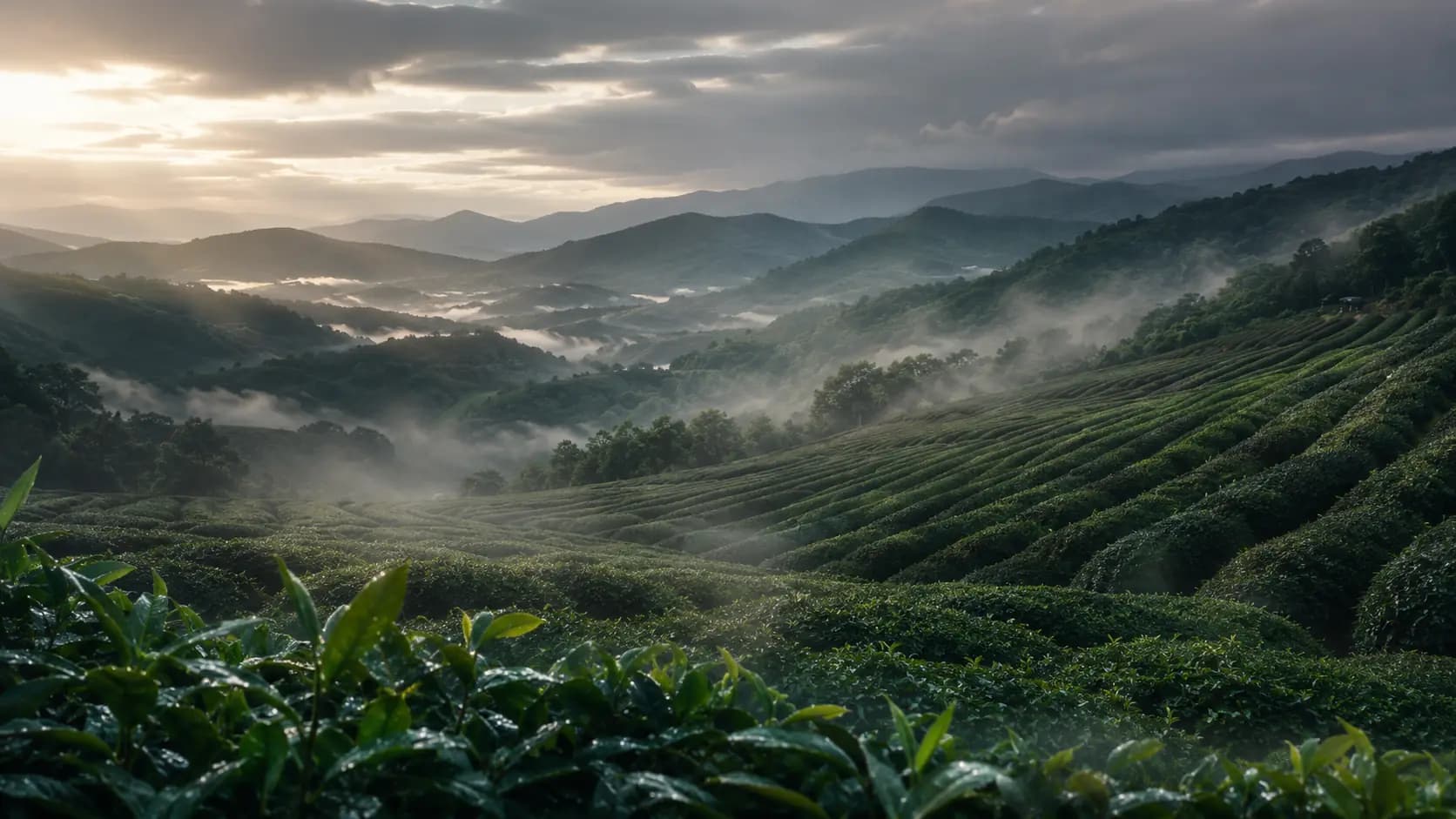 Misty tea gardens of Gilan